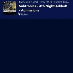 Subtronics (18+) Sunday Dec 7th
