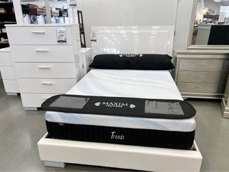 Full White Bed with LED Light