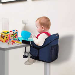 Portable Feeding Seat, Clip On High Chair, Attach to Fast Table, Navy Blue