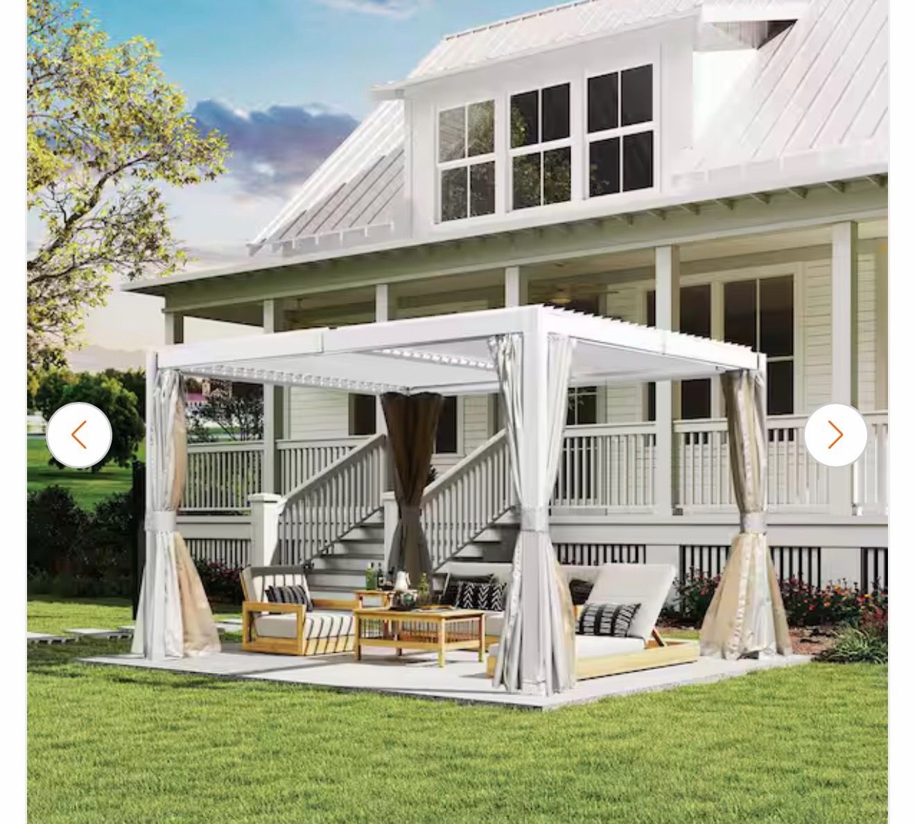 12 ft. x 10 ft. Aluminum Pergola with Louvered Roof and Drainage System, White