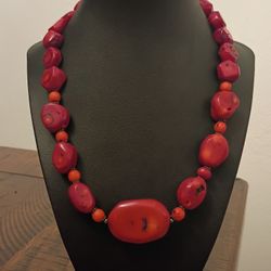 BARSE 925 Sterling Silver & Natural Red Coral Necklace
