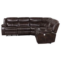 Recliner Sectional Sofa With Three Power Recliners In Leatherette 