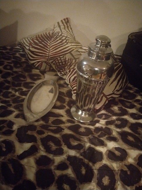 Vintage Stainless Steel Kettle and Antique Fish Serving Tray