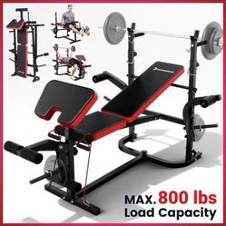 Weight Bench,Blacksmith 6-in-1 Foldable 800lb Capacity Weightbench Set,Workout Bench Press System for Full Body Home Gym,Black
