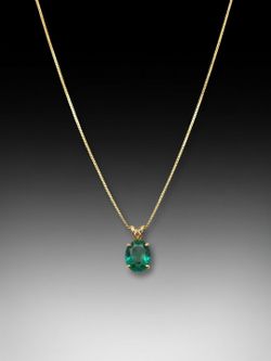Blue Green Tourmaline Solitaire 14k Yellow Gold Necklace (2.1 dwt)