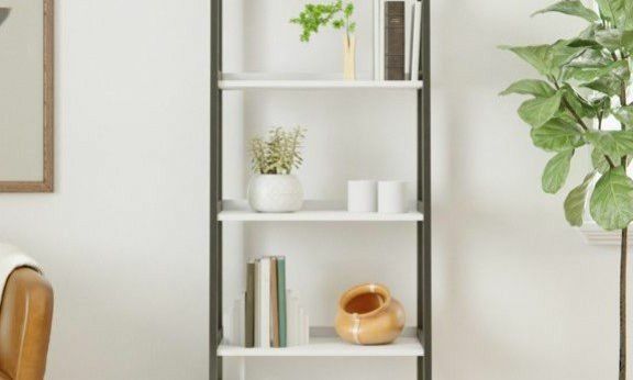 NEW, NEVER USED 5-Tier Ladder Bookcase, Black & White