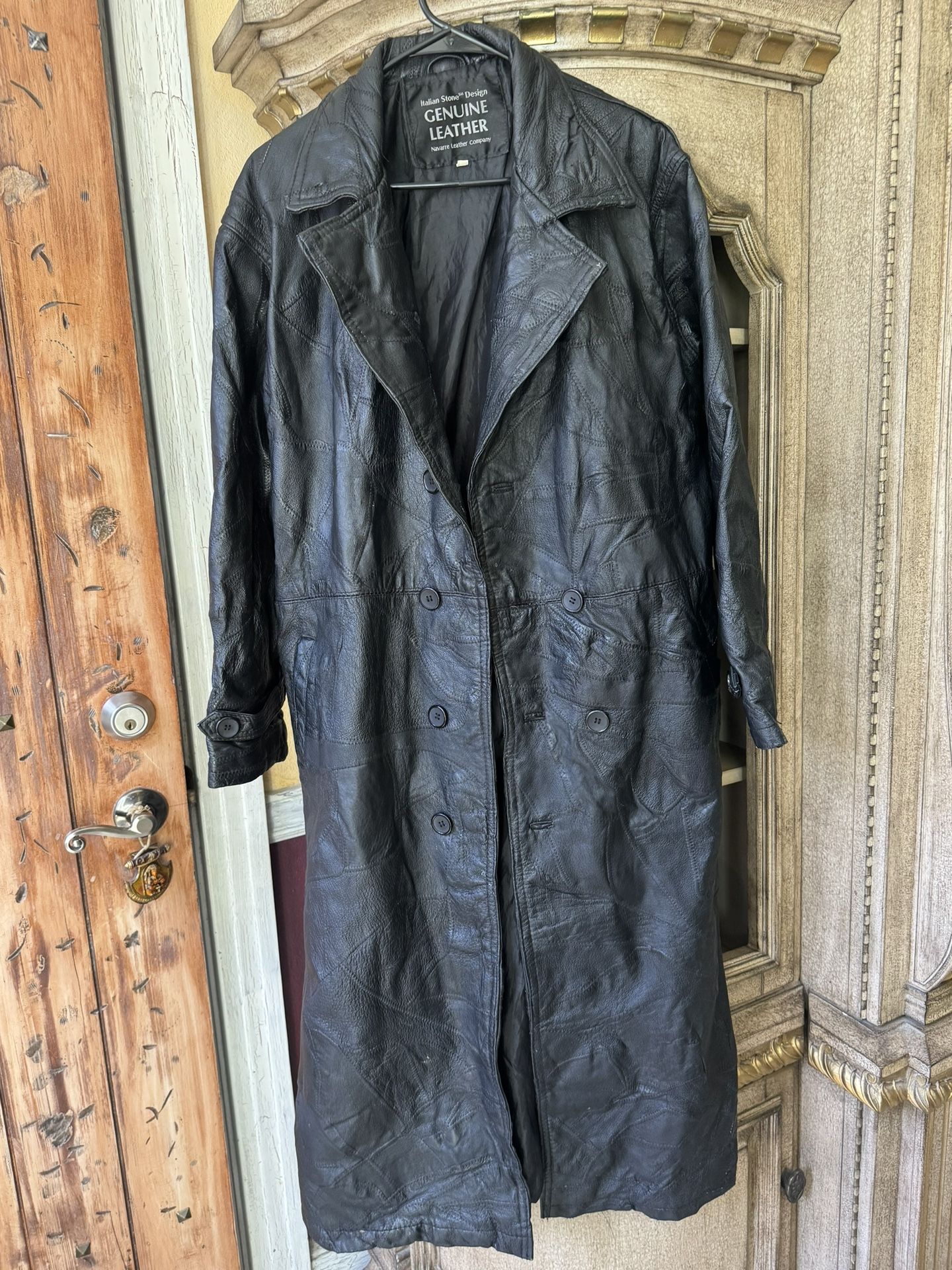 Men’s long leather jacket
