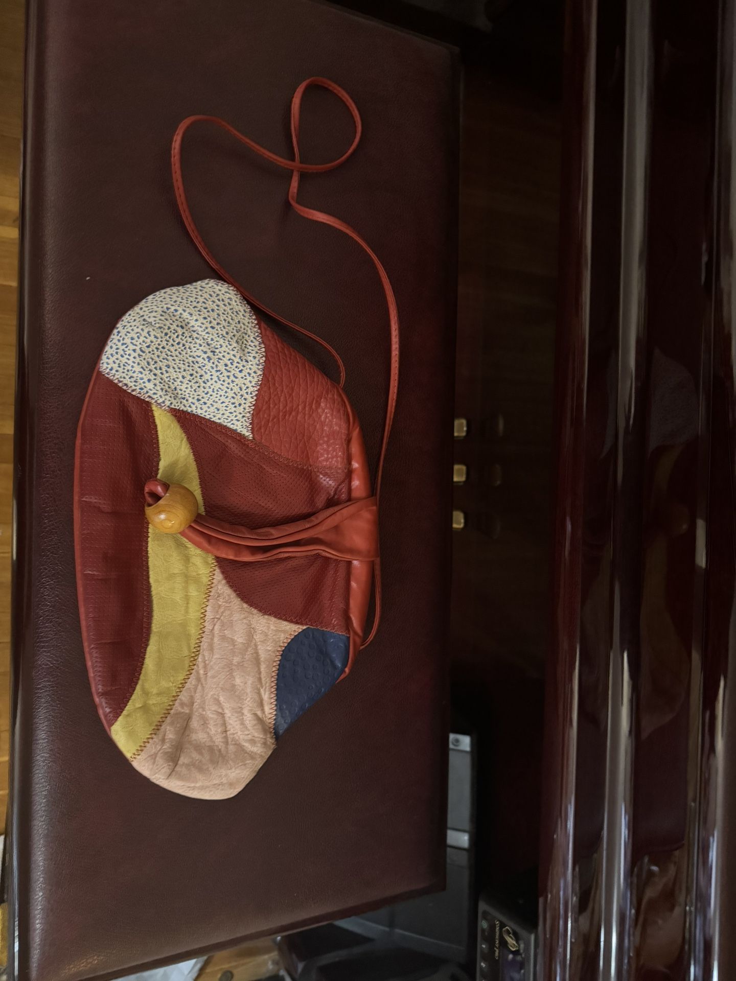 MOVING SALE colorful patches red big apple leather handbag