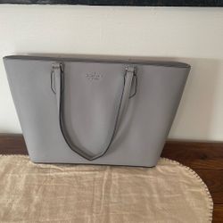 Kate Spade New York Triple Compartment Leather Tote Shoulder Bag Nimbus Gray