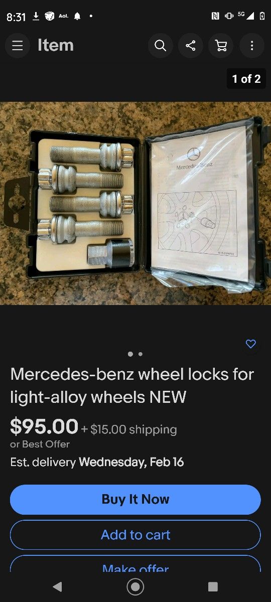 MERCADES BENZ AMG WHEEL LOCKS OEM