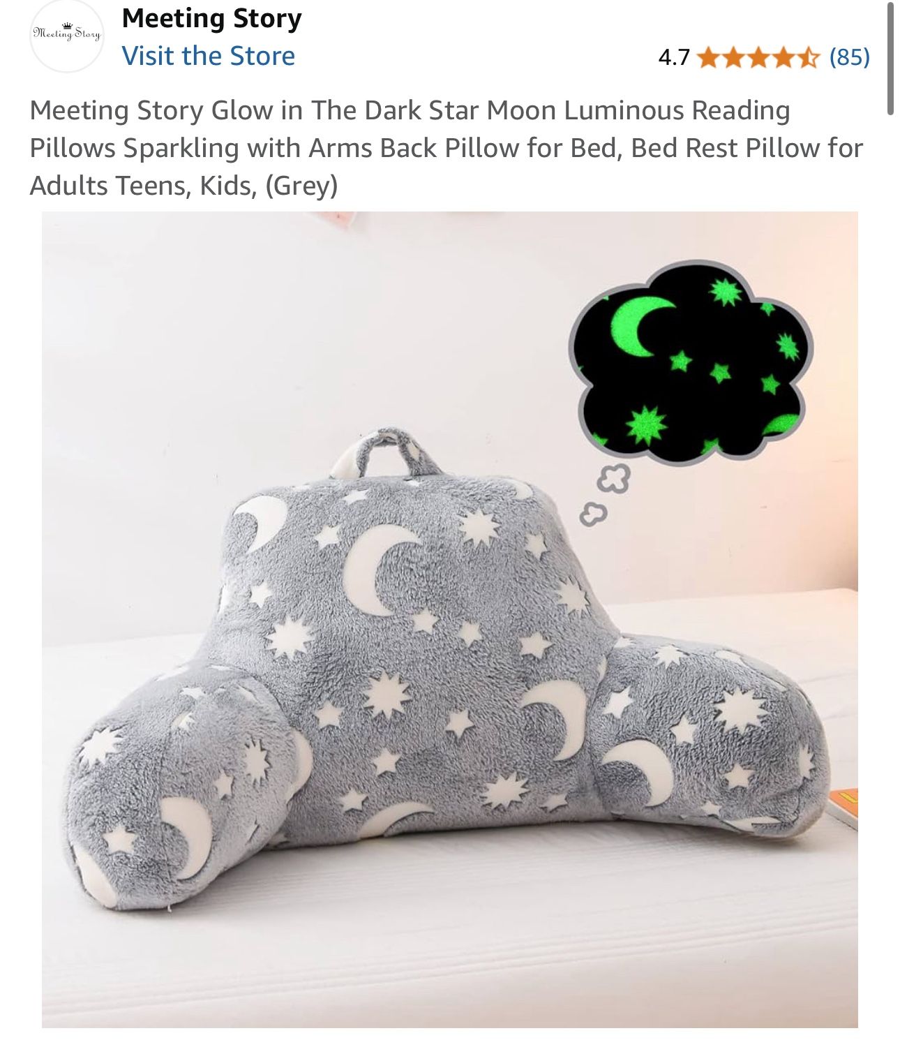New sealed kids glow in the dark reading pillow