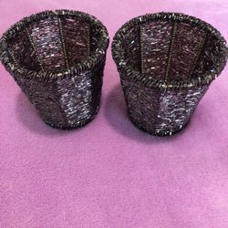 Candle  Holder  With  Purple glass Beads 