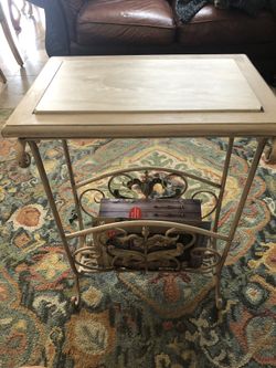 Beautiful vintage-rustic magazine table.