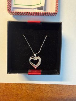 10KT White Gold Chain with Heart Pendant
