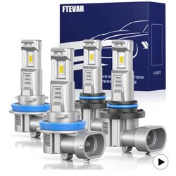 🔥Brand new🔥 9005 H11 Light Bulbs Combo, 60000LM 800% Super Bright 6500K Cool White, Fanless 1:1 Mini Size, Pack of 4 388