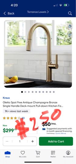 Kraus Oletto Spot Free Antique Champagne Bronze Single Handle Deck-mount Pull-down Kitchen Fa..