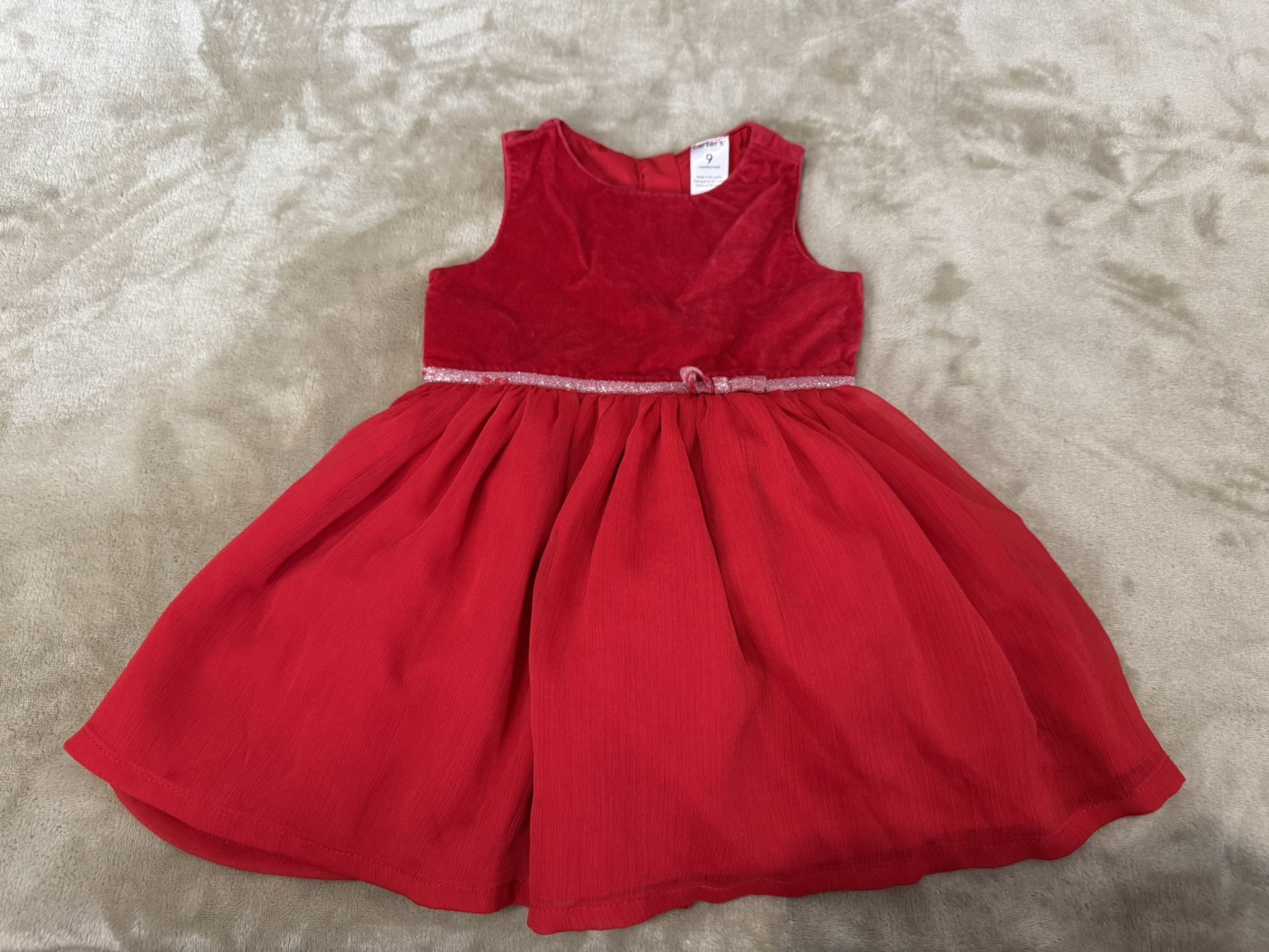 Carters Baby Girls Red Valentine’s Holliday Dress Size 9Months(PreLoved)