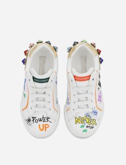 DOLCE&GABBANA
Graffiti Print Portofino Toddlers Sneakers in Calfskin