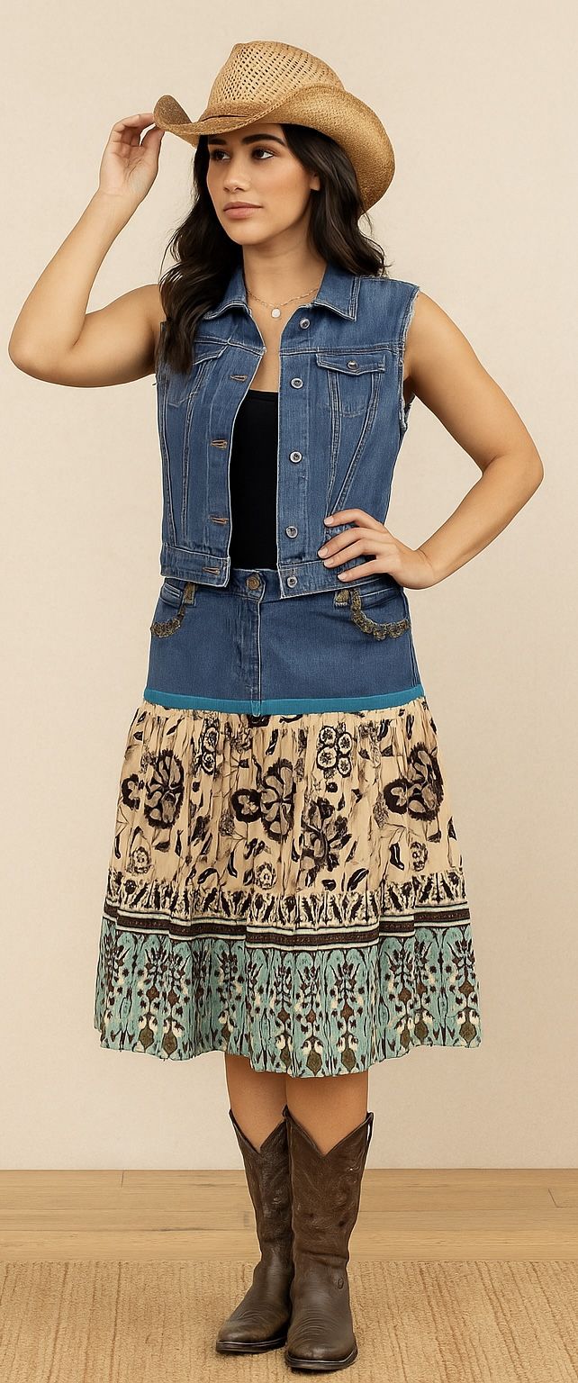 Upcycled Ladies Denim Skirt