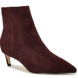 Brand New Size 6.5 Nine West Brite Kitten Heel Ankle Booties – Dark Red Suede