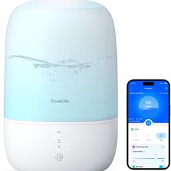 GoveeLife Smart Humidifiers for Bedroom, 3L Top Fill Cool Mist Humidifiers with Essential Oil Diffuser, Humidity Control, WiFi Air Humidifier with Nig