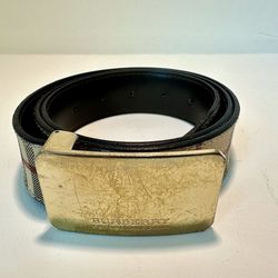 Burberry Nova Check Belt Size 36/90 Gold Buckle Authentic Made in Italy