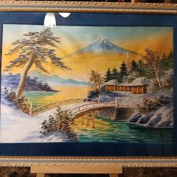 Antique Japanese Embroidered Silk MT Fuji