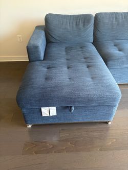 Soma Sleeper Sectional w/ Storage Chaise – Midnight Blue