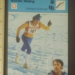 1979 Sportscaster Gerhard Grimmer Nordic Skiing East Germany Sports Photo Large Over-sized Card HTF Collectible Vintage Italy