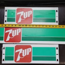 Vintage Metal / Aluminum 1950s- 1960s 7UP Advertisement Cooler Vending Machine  Sign  - 3 SIGN Lot