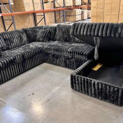 🛋️NEW!! Corduroy Sleeper Sectional Sofa STILL IN BOX 📦 