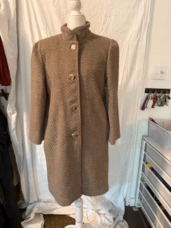 Women's Wool Herringbone Long Coat