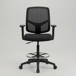Ergonomic Mesh Drafting Chair / Tall Office Stool w/ Foot Ring & Adjustable Arms