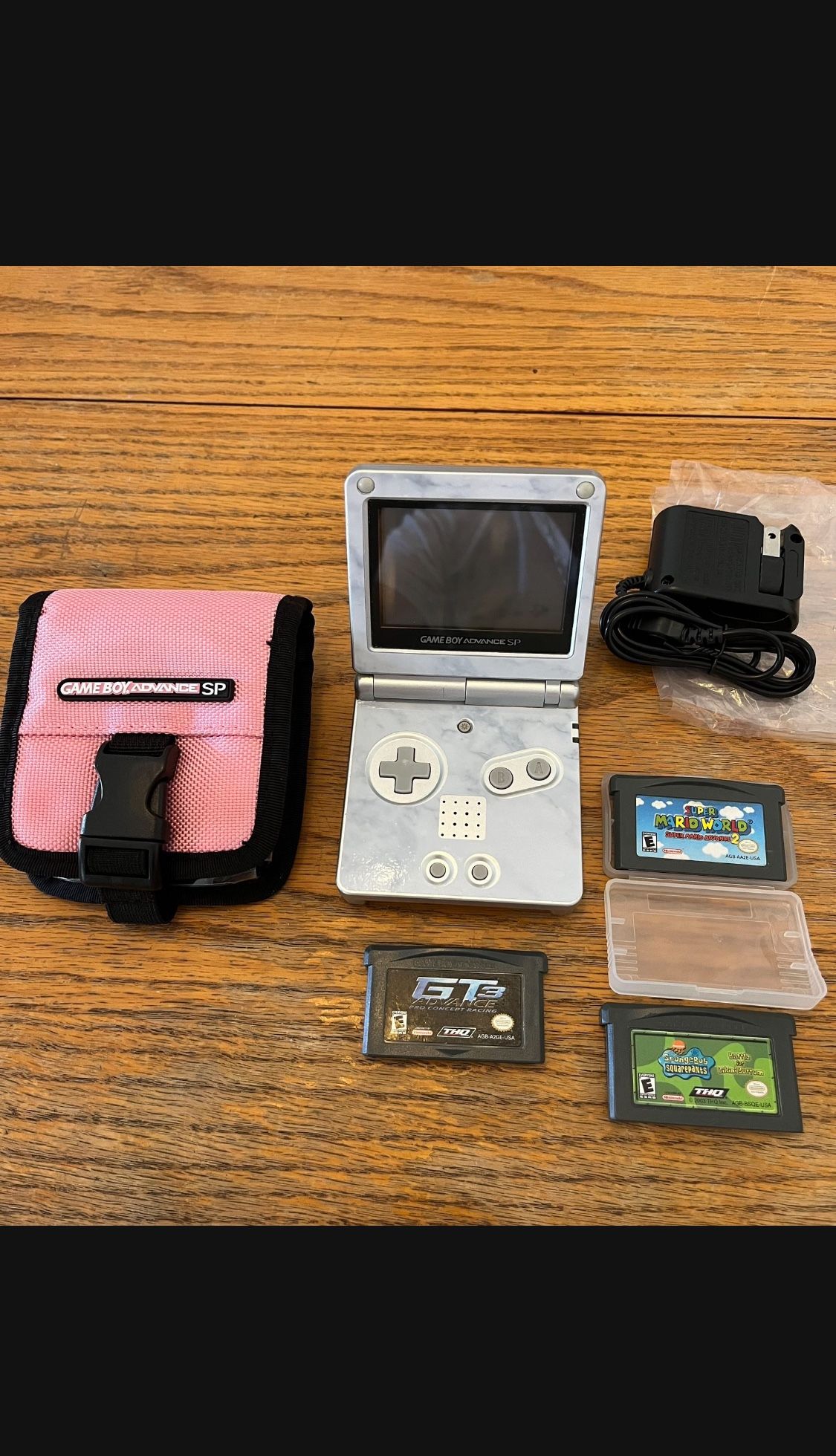 Nintendo GameBoy Advance SP Game System, 3 Games, Case & Charger Bundle