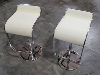 11 Matching Equino Adjustable Swivel Bar Stools – Modern White/Chrome
