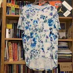 LULAROE-woman’s white floral print short sleeve mid-length shirt dress