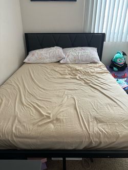 Full size bed frame and mattress