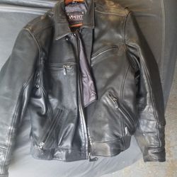 Coat And Chaps  Eagle Leather.coat Is 3X.  Chaps Large 