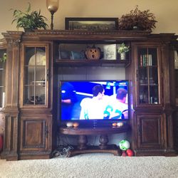 Large 12ft+ by 7ft Tall solid wood entertainment center
