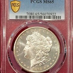 1878CC MORGAN SILVER DOLLAR - STUNNING COIN GRADED AN MS 65 BY PCGS
