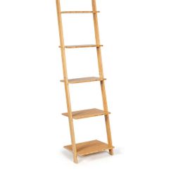 Ladder Shelf Modern Bamboo Leaning Bookshelf