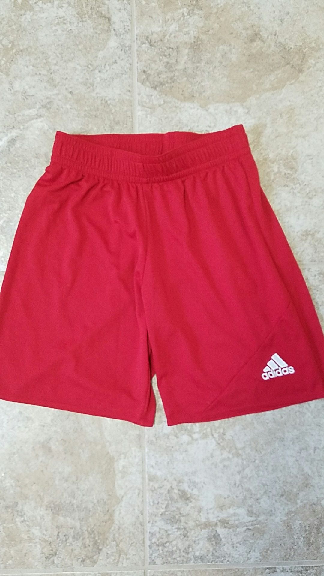 Boys basketball name brand Adidas sport shorts Red Climalite fabric comfortable spring summer