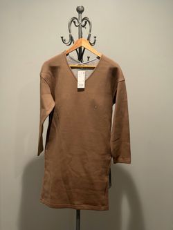 Uniqlo Brown V-Neck Long Sleeve Knit Dress