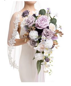 Ling's Cascading Bridal Bouquet for Wedding (Lilac)