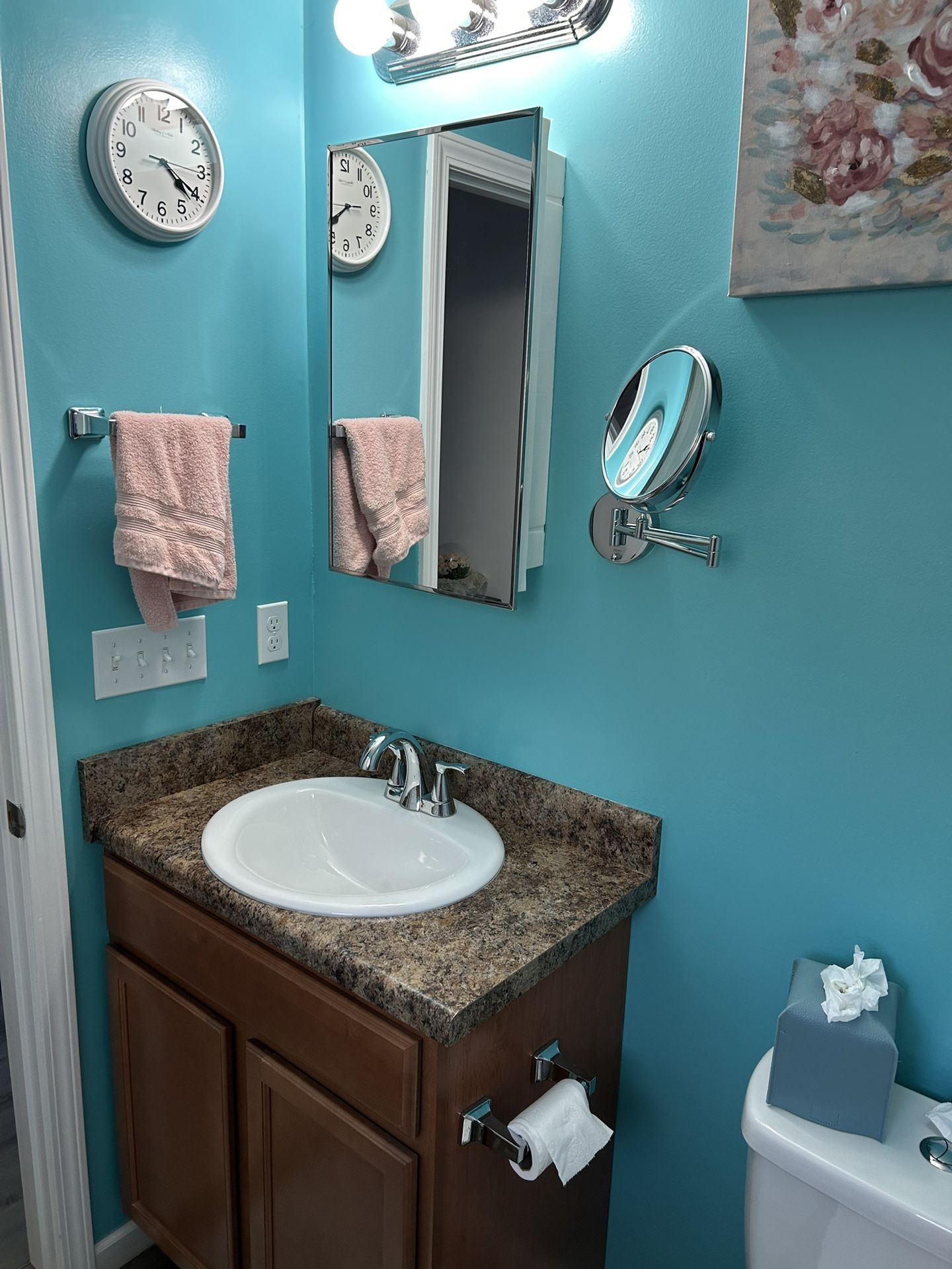 Vanity, Medicine Cabinet and Light