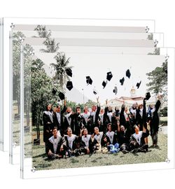 New 3 Pack Clear Acrylic Frame, Fits 8.5x11, 8x10 Picture or Certificate, No Drill Wall Mounted Photo Frames, Self Adhesive Diploma Frames with Magnet