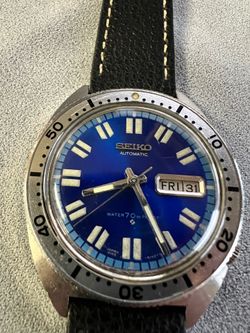 Rare June 1968 Seiko Automatic 6106-8100 Blue Dial Diver Watch 70m Proof RUNS