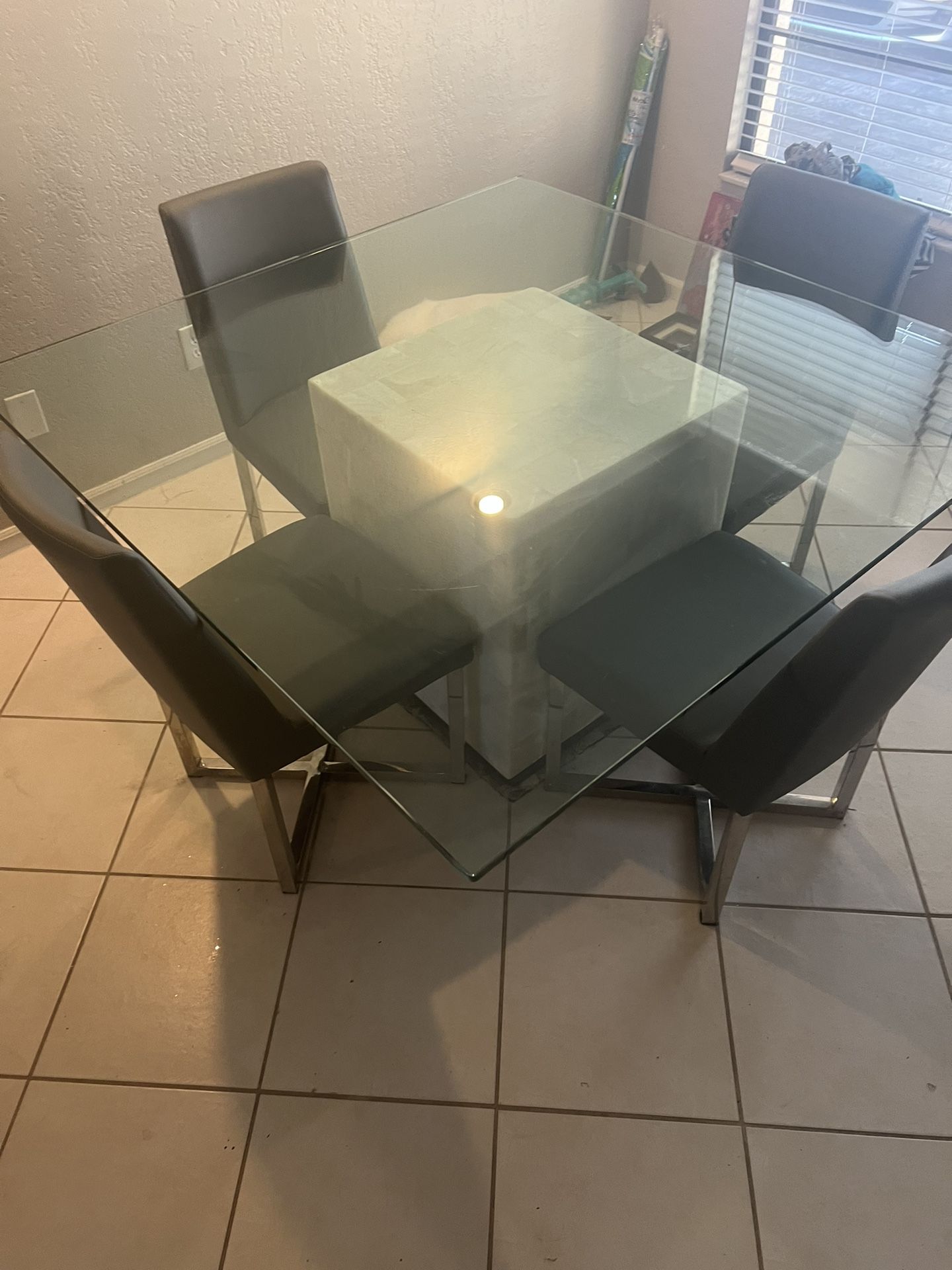 Bernhardt Glass Dining Table w/ Marble Base - No Chairs