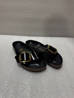 Birkenstock Madrid Big Buckle Black Gold Sandals EU 40 US L9 M7 Germany