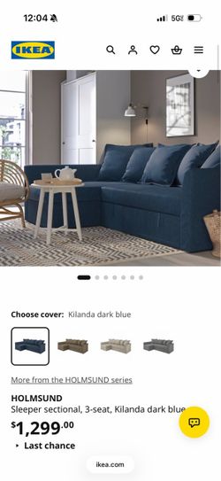 Blue pullout L couch